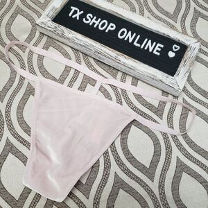 Victoria's Secret pink velvet V-string thong NWT